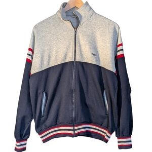Christian Dior Monsieur Gray and Navy Zip-Up Track Jacket Vintage Casual Preppy